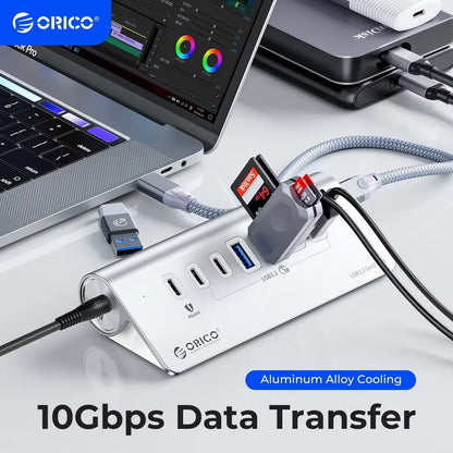 7-Port Powered USB 3.2 Hub with Fast Charging for Laptop & PC