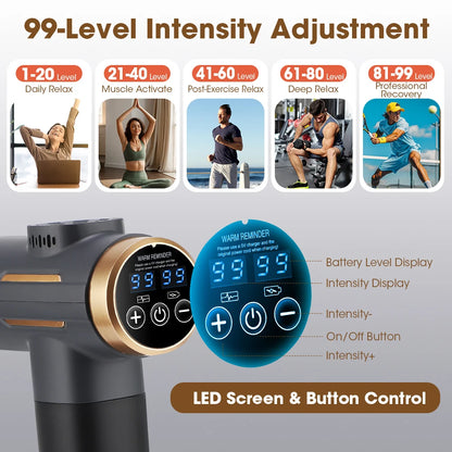 11-Head Deep Tissue Percussion Massage Gun - Electric Body & Muscle Massager