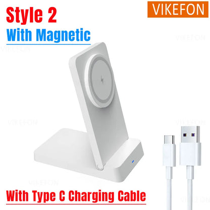 15W Foldable Fast Wireless Charging Stand - Magnetic Phone Desktop Holder