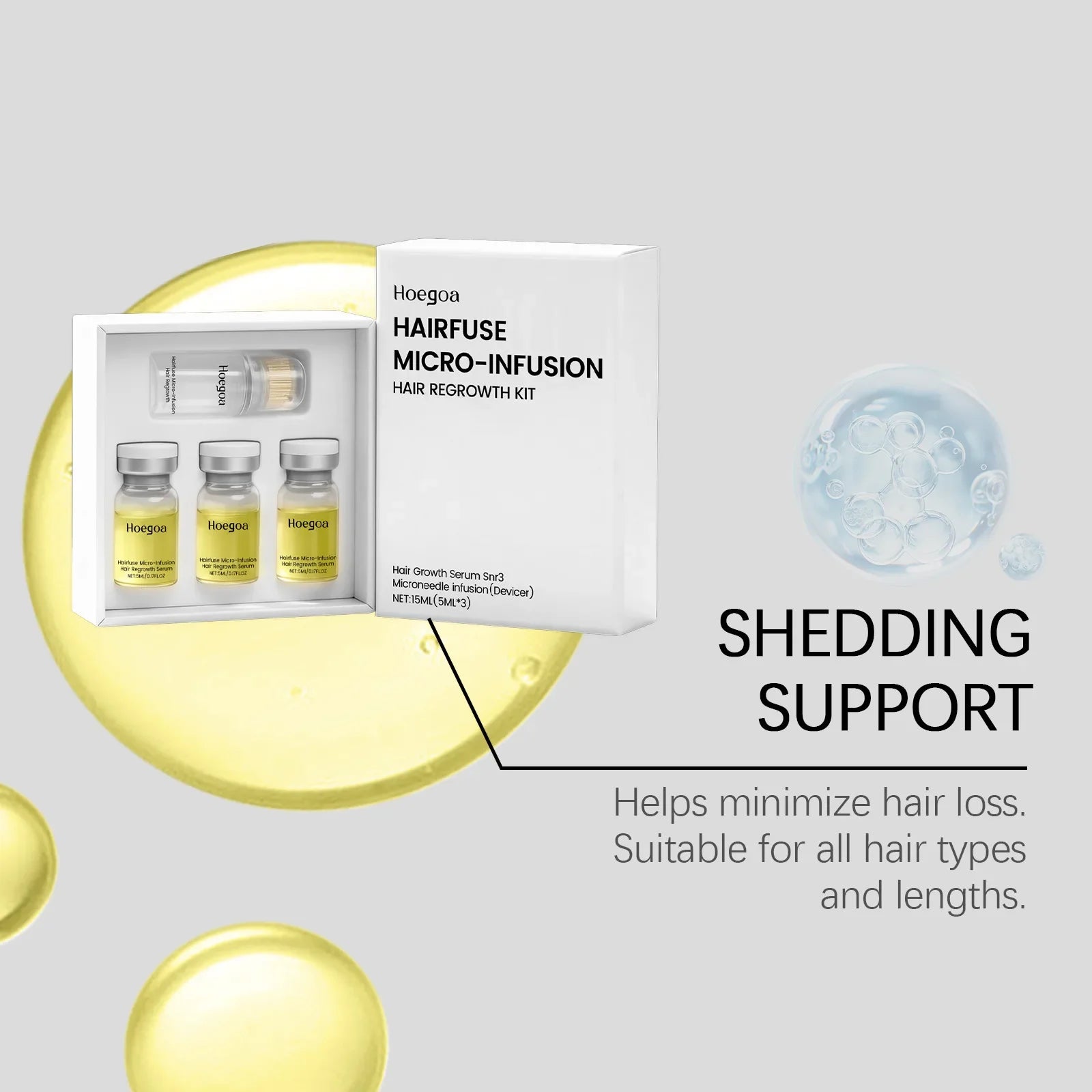 Microneedle Hair Regrowth Serum Kit - Scalp Nourishing & Micro-Infusion Treatment - 16