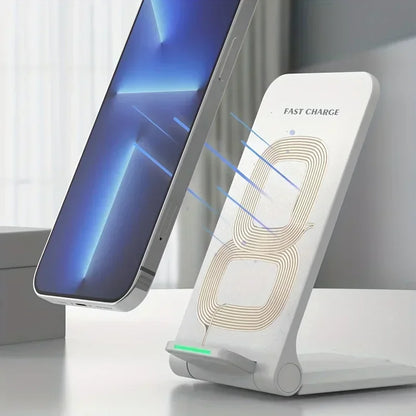 30W Foldable Fast Wireless Charger Stand for iPhone and Samsung Devices
