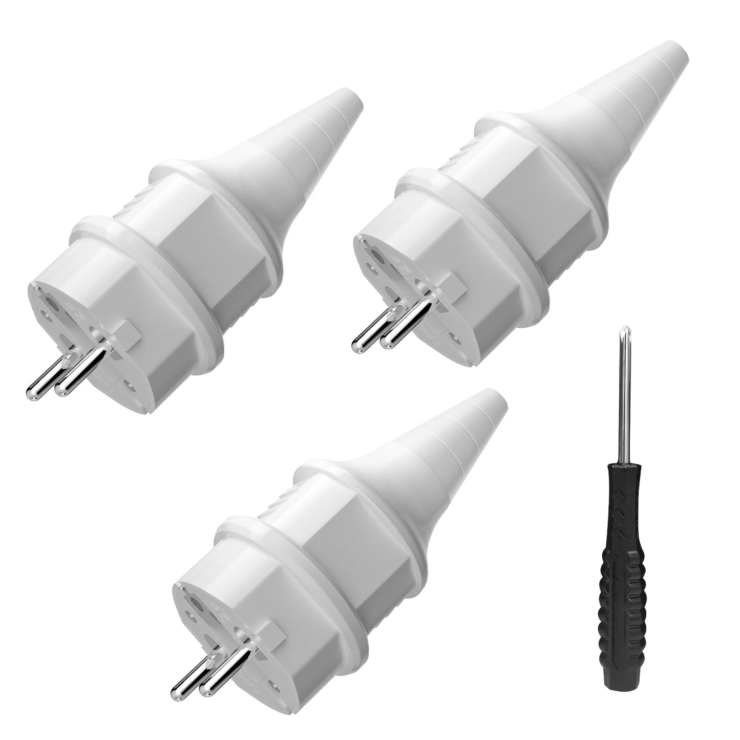 IP44 Waterproof Schuko Plug - Heavy Duty 16A 250V Rewireable EU Power Connector