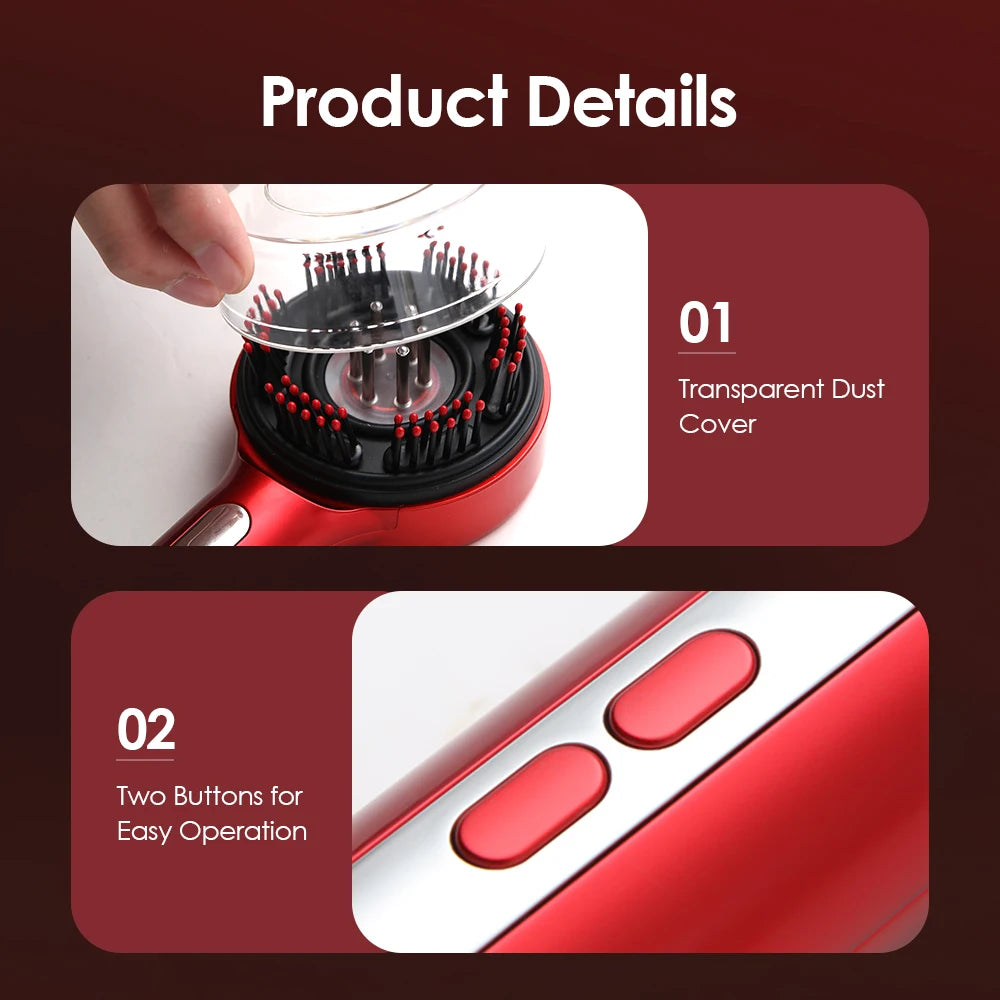 Electric Scalp Massager Comb with LED Light Therapy & Liquid Applicator - 10