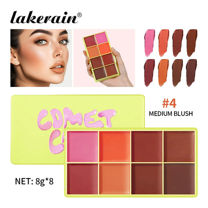 8-Color Cream Blush Palette - Long-Lasting Matte Face Makeup