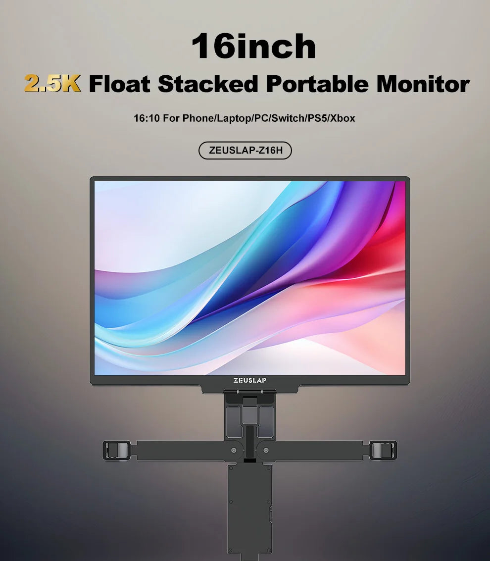 16" QHD Stackable Portable Monitor - Dual Screen Laptop Display 2560x1600