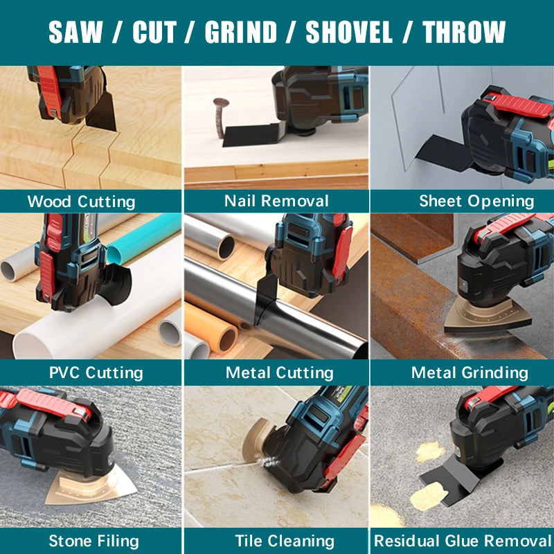 6-Speed Cordless Oscillating Multi-Tool Compatible with Makita 18V Battery - 20