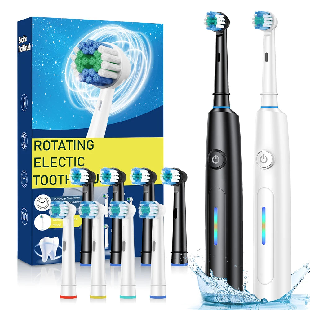 3D Rotating Rechargeable Electric Toothbrush with 5 Cleaning Modes and Smart Timer