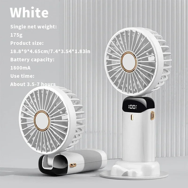 Portable 5-Speed Handheld & Neck Fan with Phone Stand & LED Display - 55