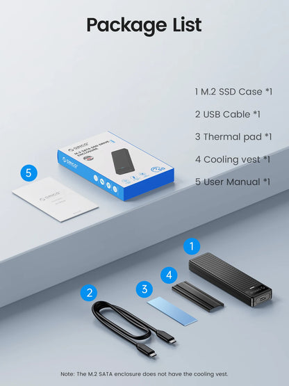 M.2 NVMe SATA SSD Enclosure 10Gbps USB 3.2 Tool-Free External Drive Case