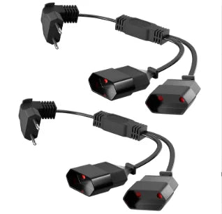 EU 3-Way Power Extension Cord - 90-Degree Flat Plug for Home & Travel - 11