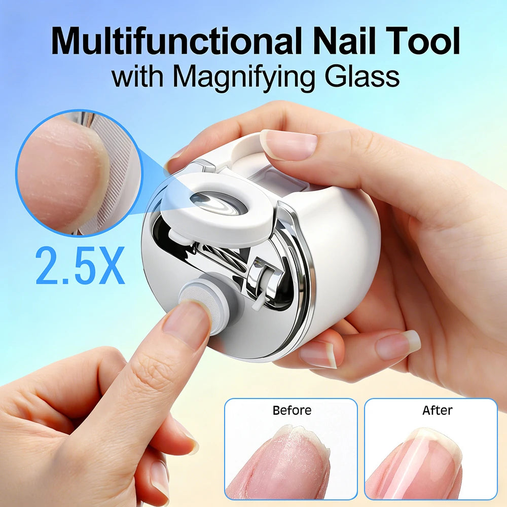 Automatic Electric Nail Clipper with LED Magnifier & Nail Polisher - 2