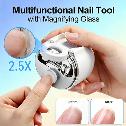 Automatic Electric Nail Clipper with LED Magnifier & Nail Polisher