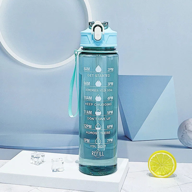 Motivational 750ml Sports Water Bottle with Time Marker & Leak-Proof Straw - 27