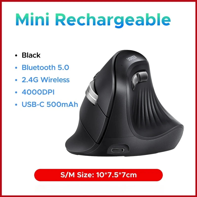 Ergonomic Wireless Vertical Mouse - Silent Bluetooth & 2.4G Optical Mouse - 28