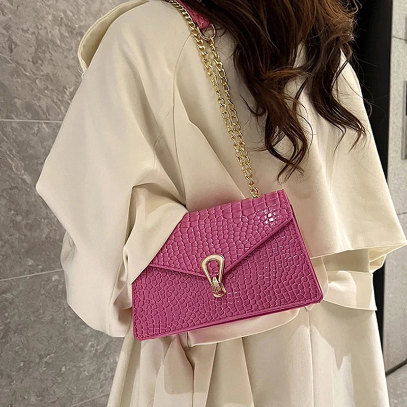 Luxury Croco Chain Shoulder Bag