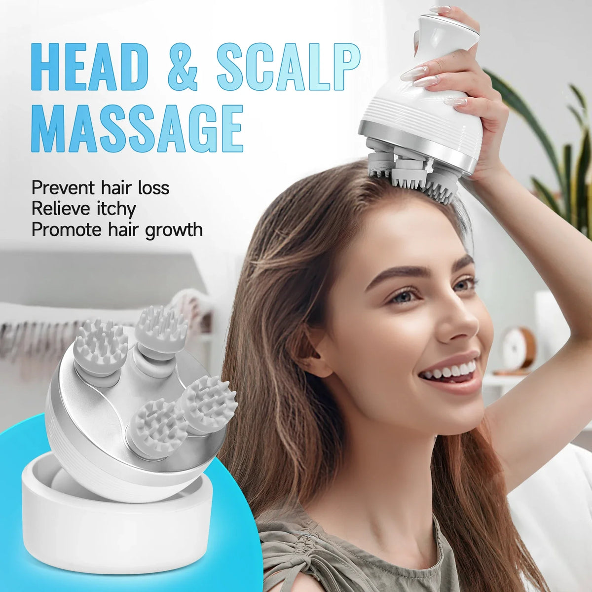 Electric Scalp & Body Massager - Portable Waterproof Deep Tissue Kneading Tool