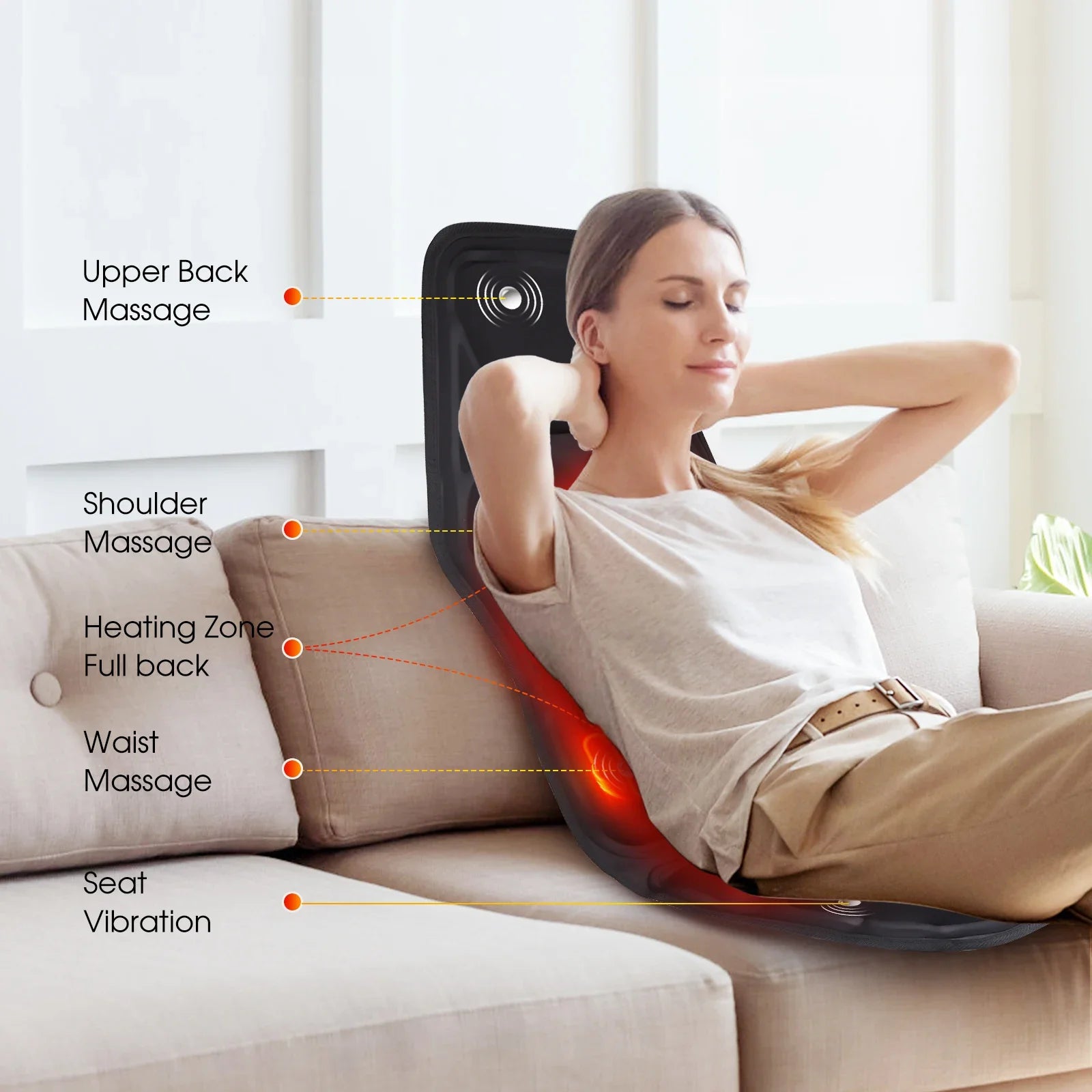 Electric Full-Body Vibrating Massage Chair Cushion with Soothing Heat Therapy - 2