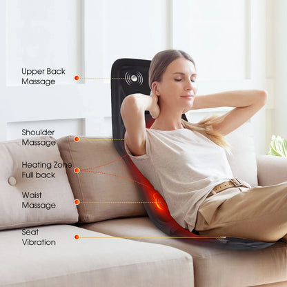 Electric Full-Body Vibrating Massage Chair Cushion with Soothing Heat Therapy