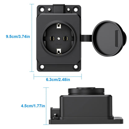 IP54 Waterproof German Standard Outdoor Power Socket - 16A 3500W Extension