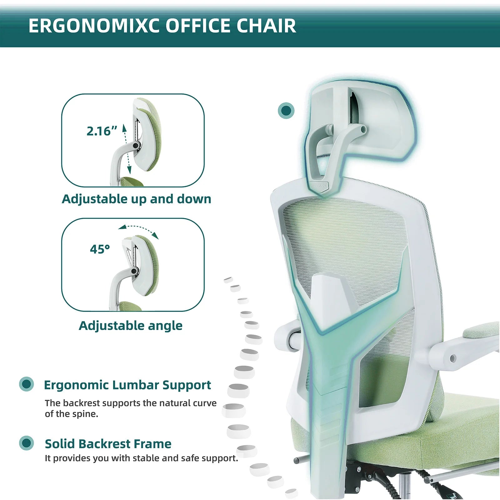 Ergonomic High-Back Mesh Office Chair with Footrest & Lumbar Support - 3