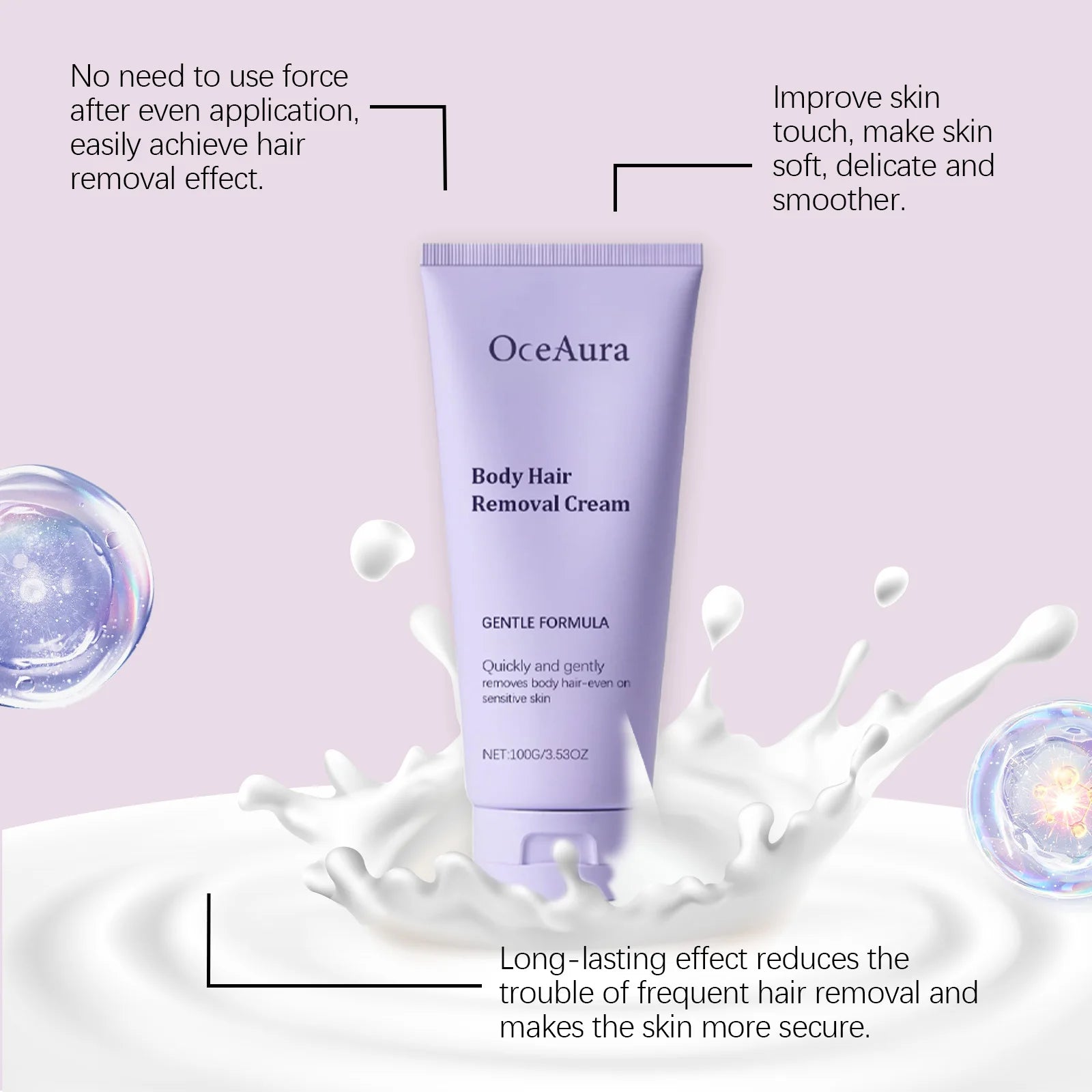 Painless Hair Removal Cream - Gentle Depilatory for Smooth Skin - 8