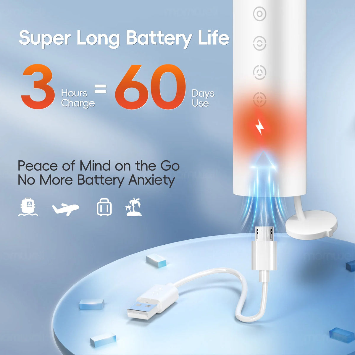 Sonic Rechargeable Electric Toothbrush with 6 Cleaning Modes & 4 Brush Heads