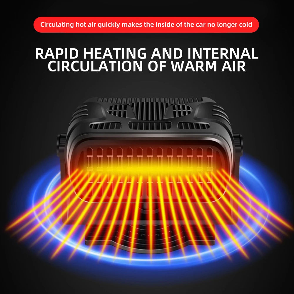 2-in-1 Car Heater and Cooling Fan - 12V/24V Windshield Defroster & Demister - 2