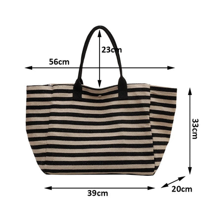 Luxury Casual Striped Canvas Tote