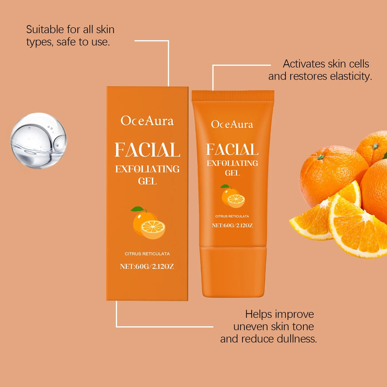 Orange Vitamin C Facial Exfoliating Gel for Deep Cleansing & Brightening - 8
