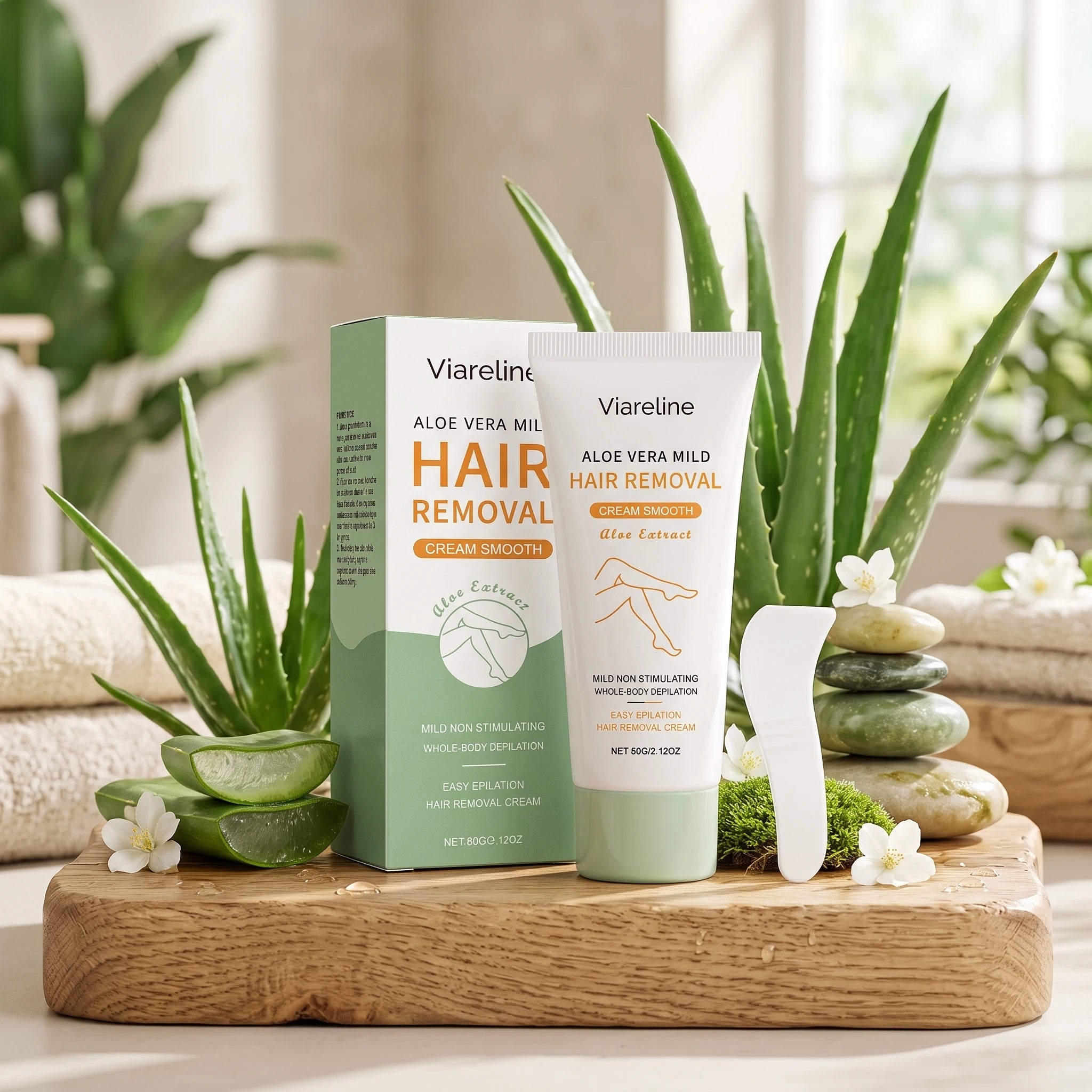 Aloe Vera Painless Hair Removal Cream - Gentle Whole-Body Depilatory for Smooth Skin - 4