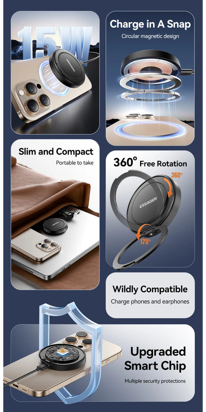 Magnetic 15W Fast Wireless Charging Stand for iPhone 16 15 14 13 Pro Max