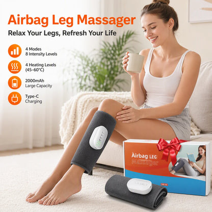 Cordless Air Compression Leg Massager with Heat for Calf Pain Relief