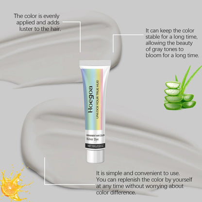 Permanent Silver Gray Hair Dye Cream - Professional Root & Full Coverage Formula