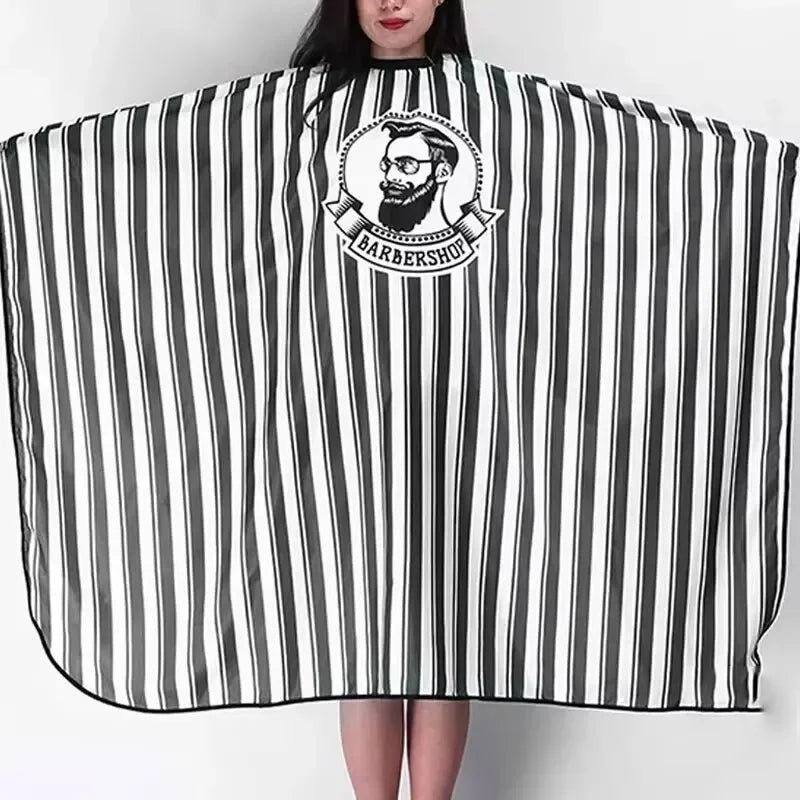 Striped Professional Barber Cape - Hair Cutting Apron for Salons