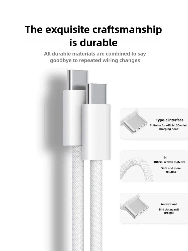 60W USB-C Fast Charging Cable for iPhone 16, Samsung & Android Devices - 10