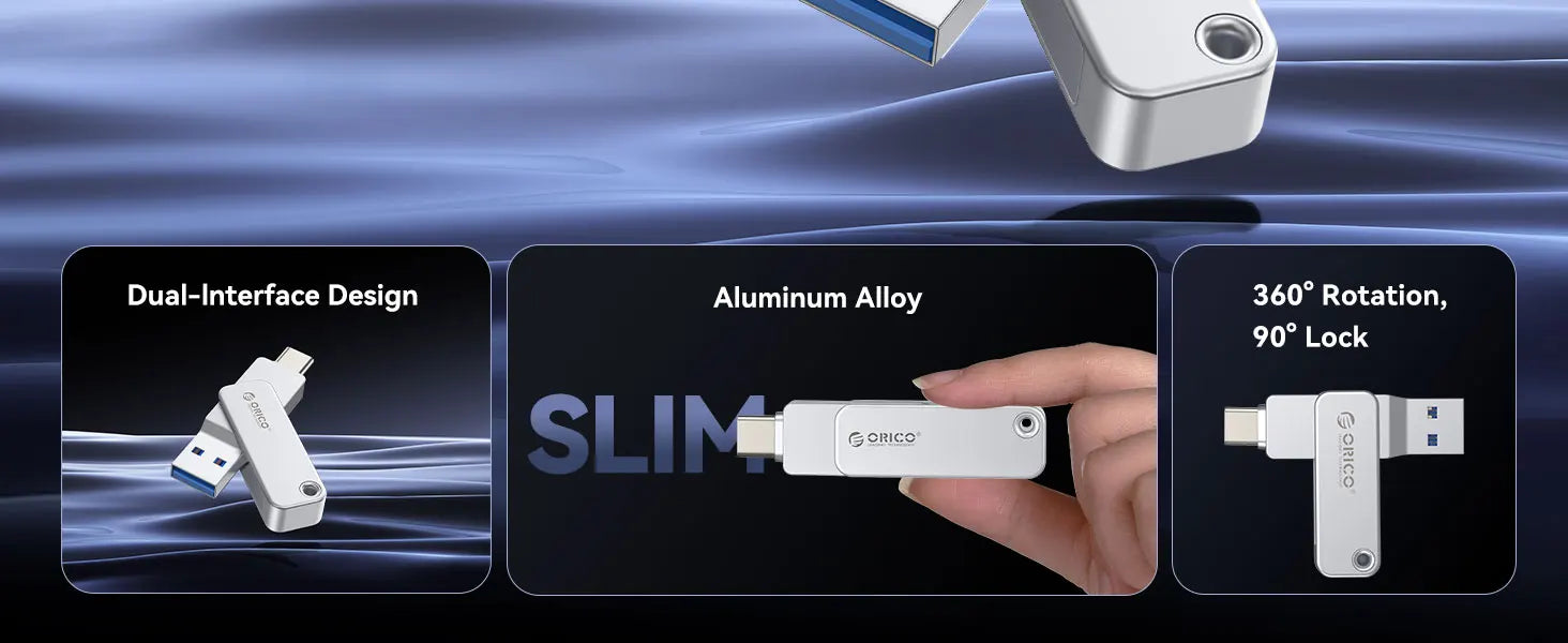 Dual USB-C & USB-A Flash Drive - Fast 150MB/s Metal Thumb Drive for Phone - 8