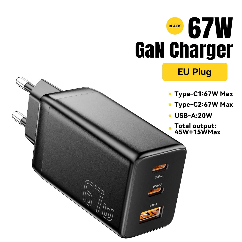 Essager 67W GaN USB-C Fast Wall Charger - Multi-Port Power Adapter