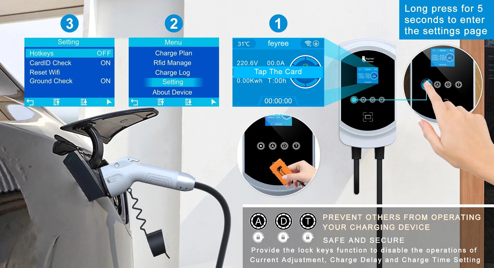 Smart Type 1 EV Wallbox Charger - 7.6kW to 12kW Fast Home Charging Station - 30
