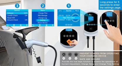 Smart Type 1 EV Wallbox Charger - 7.6kW to 12kW Fast Home Charging Station
