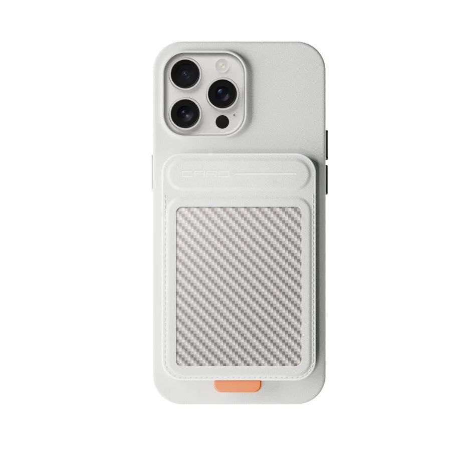 Magnetic Carbon Fiber Leather Phone Grip for iPhone 16 & 15 Series - 4