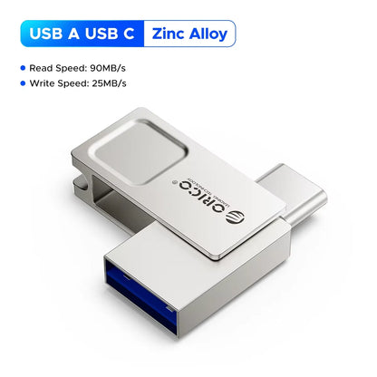 256GB Dual USB-C & USB-A 3.2 Flash Drive - High-Speed Metal Thumb Drive