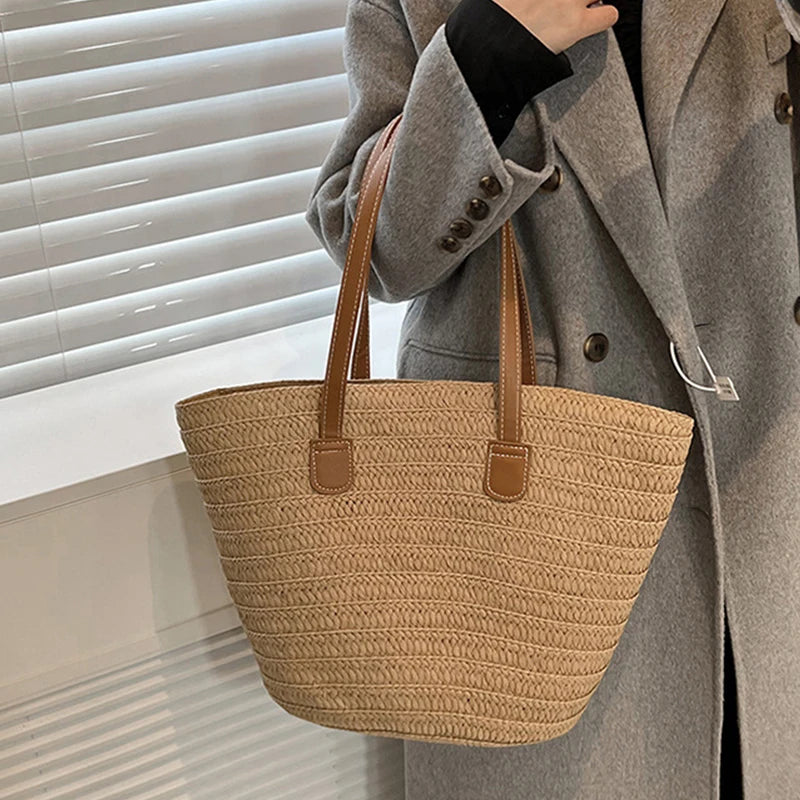 Luxury Bohemian Knitted Straw Tote