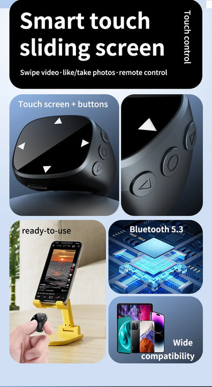 Smart Bluetooth Fingertip Ring Remote Control - TikTok Scroller & Camera Shutter