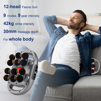 12-Head Deep Tissue Massage Gun for Full Body Relief