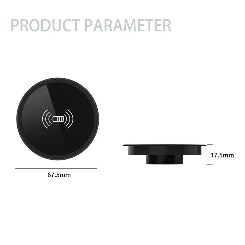 Invisible Desktop Wireless Fast Charger - 15W Embedded Charging Pad - 6