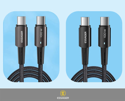 100W USB-C Fast Charging Cable - PD QC 4.0 Data Sync Cord for Laptop & Phone