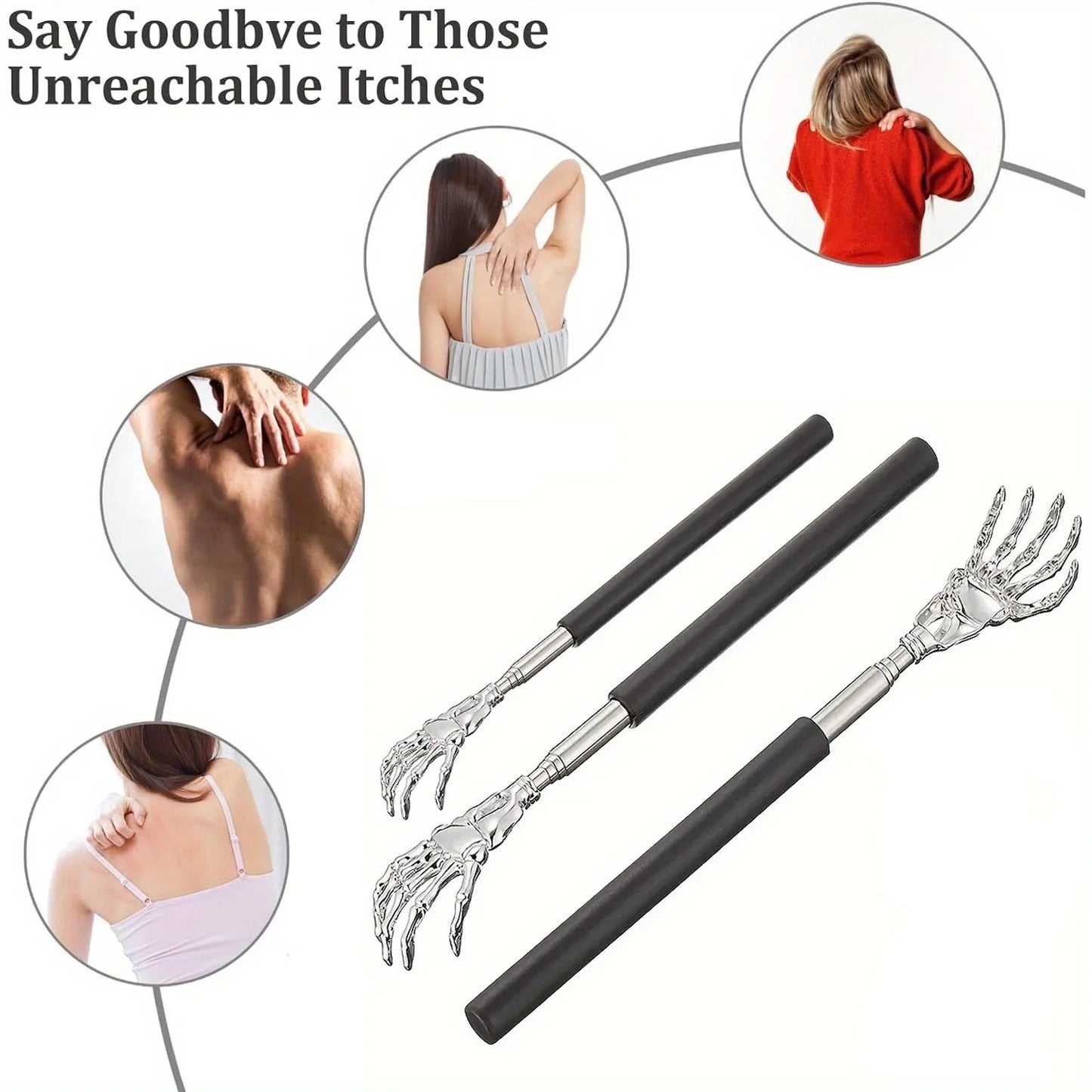 Telescopic Stainless Steel Back Scratcher - Portable Extendable Massager