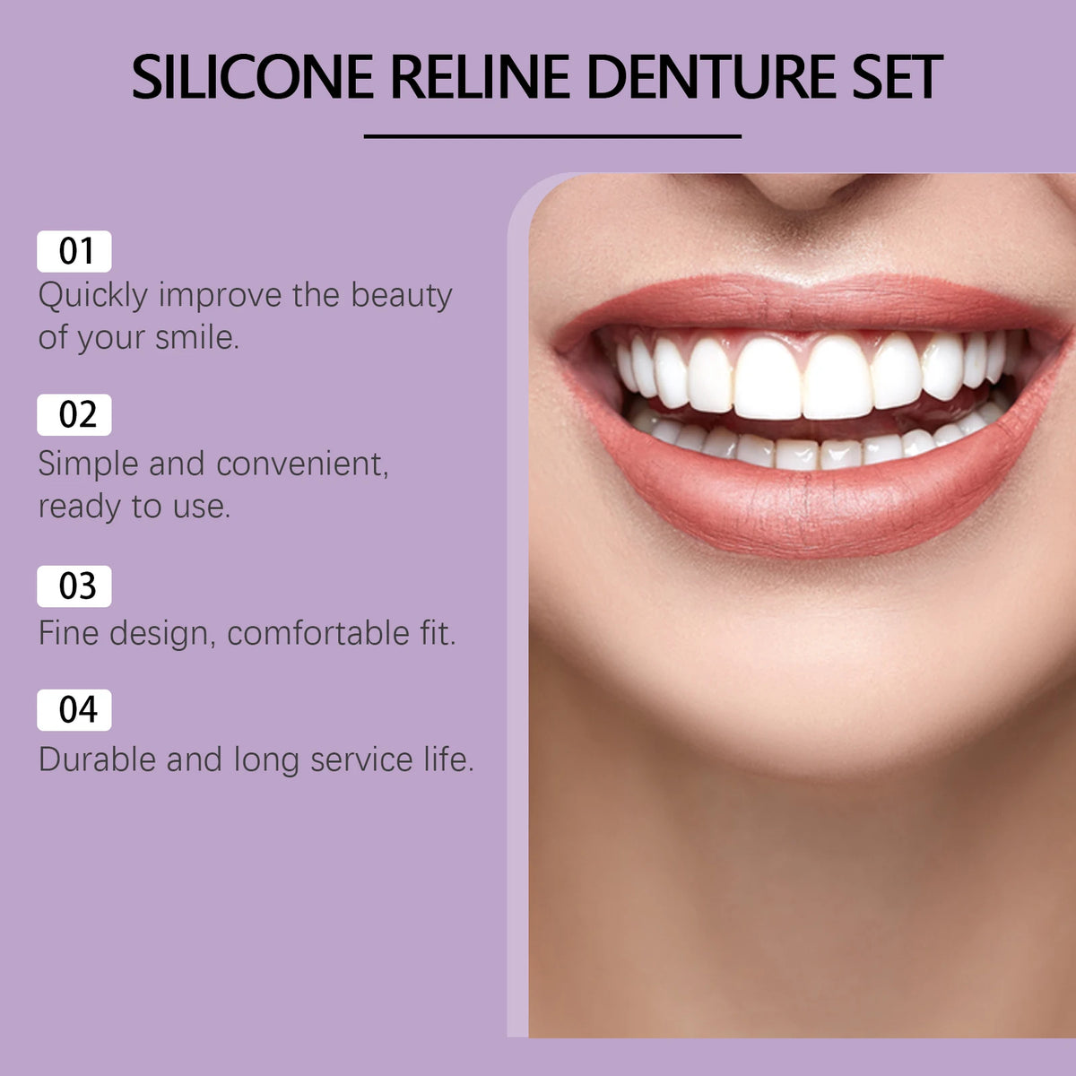 Cosmetic Silicone Denture Set for Instant Smile Transformation and Comfort
