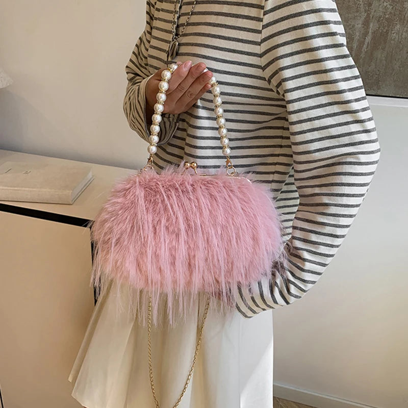 Luxury Plush Pearl Handbag