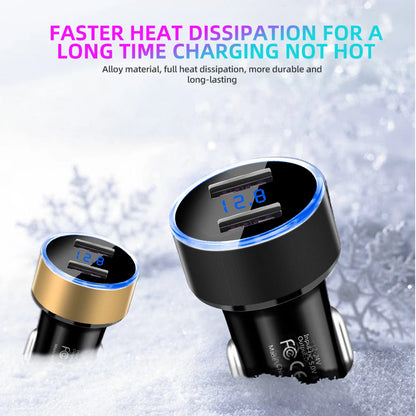 Dual USB Car Charger Adapter with Digital LED Voltmeter Voltage Display
